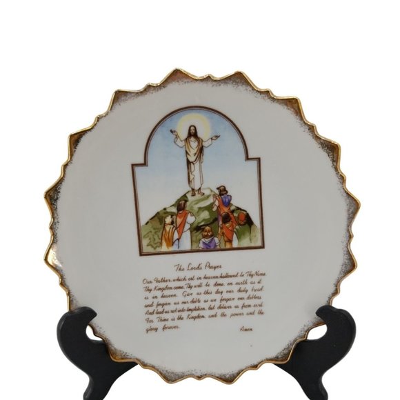 VTG Lord's Prayer Decorative Plate Marked Japan on Back - Picture 2 of 5